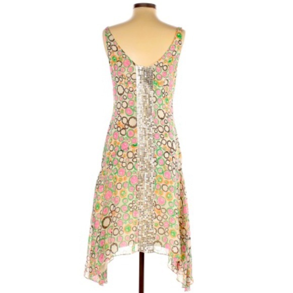 BCBGMaxAzria sz 4 ivory BOHO silk sleeveless dress - Picture 1 of 12